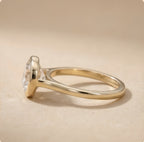 Lab diamond wedding ring bezel set side profile