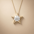 Lab Diamond Star Pendant Necklace in 14K Gold Celestial Jewelry