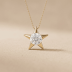 Lab Diamond Star Pendant Necklace in 14K Gold Celestial Jewelry