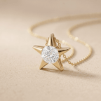 Lab Diamond Star Pendant Necklace in 14K Gold Celestial Jewelry