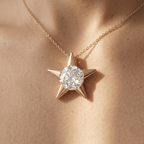 Lab Diamond Star Pendant Necklace in 14K Gold Celestial Jewelry