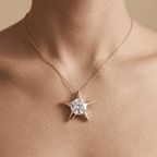 Lab Diamond Star Pendant Necklace in 14K Gold Celestial Jewelry