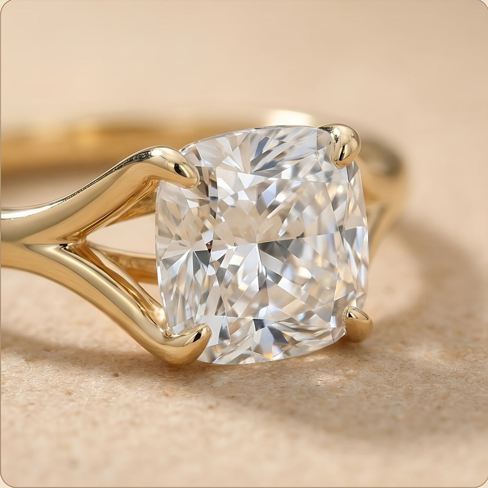 Revealed band cushion cut diamond ring side angle