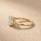 Revealed band cushion cut diamond ring side angle