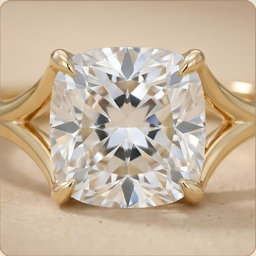 Ethically sourced cushion solitaire diamond ring on hand