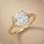 Cushion cut lab grown diamond solitaire ring top view