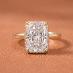 Lab grown diamond radiant halo ring front view