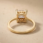 Art deco engagement ring on white background
