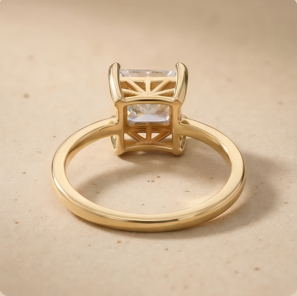 Art deco engagement ring on white background