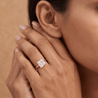 Princess cut diamond ring in art deco style