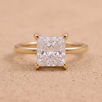 Princess cut art deco engagement ring front view