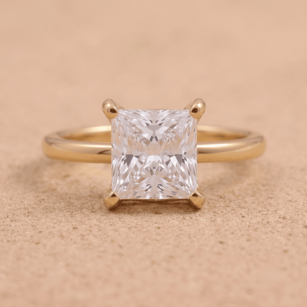 Princess cut art deco engagement ring front view