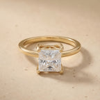 Princess cut art deco engagement ring front view