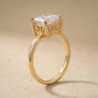 Close-up of princess cut diamond in art deco setting