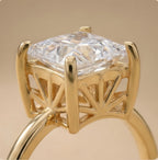 Close-up of princess cut diamond in art deco setting