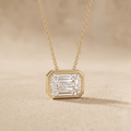 Lab Grown Emerald Diamond Pendant 14K Gold Bezel 