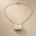 Lab Grown Emerald Diamond Pendant 14K Gold Bezel 