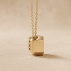 Lab Grown Emerald Diamond Pendant 14K Gold Bezel 