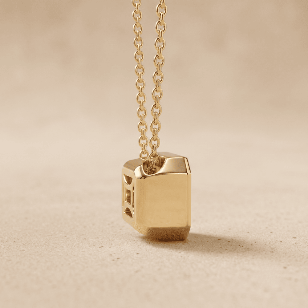 Lab Grown Emerald Diamond Pendant 14K Gold Bezel 