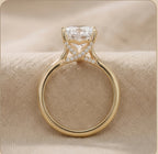 Heart shape diamond cathedral ring side profile detail