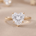 Lab Grown Heart Hidden Halo Gold Cathedral Ring front view