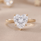 Lab Grown Heart Hidden Halo Gold Cathedral Ring front view