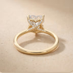 Gold cathedral ring heart cut diamond top angle
