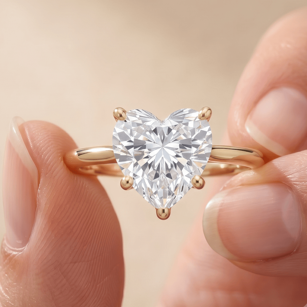IGI certified heart diamond ring on model's hand