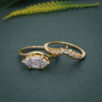 Lab Grown Marquise Cut Diamond Wedding Bridal Ring with Curved Band - JBR Jeweler