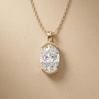 Lab Grown Oval Diamond Pendant Necklace Solitaire