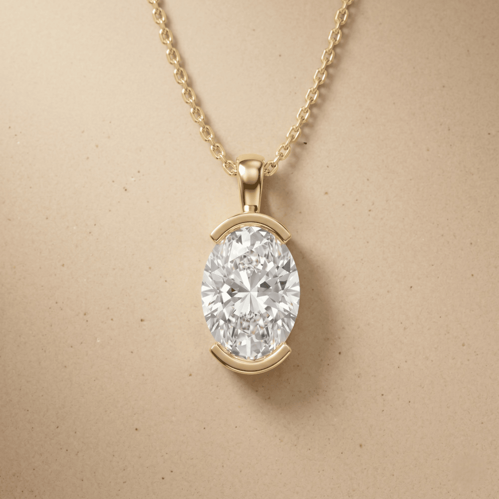 Lab Grown Oval Diamond Pendant Necklace Solitaire