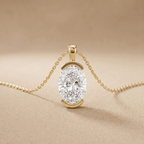 Lab Grown Oval Diamond Pendant Necklace Solitaire
