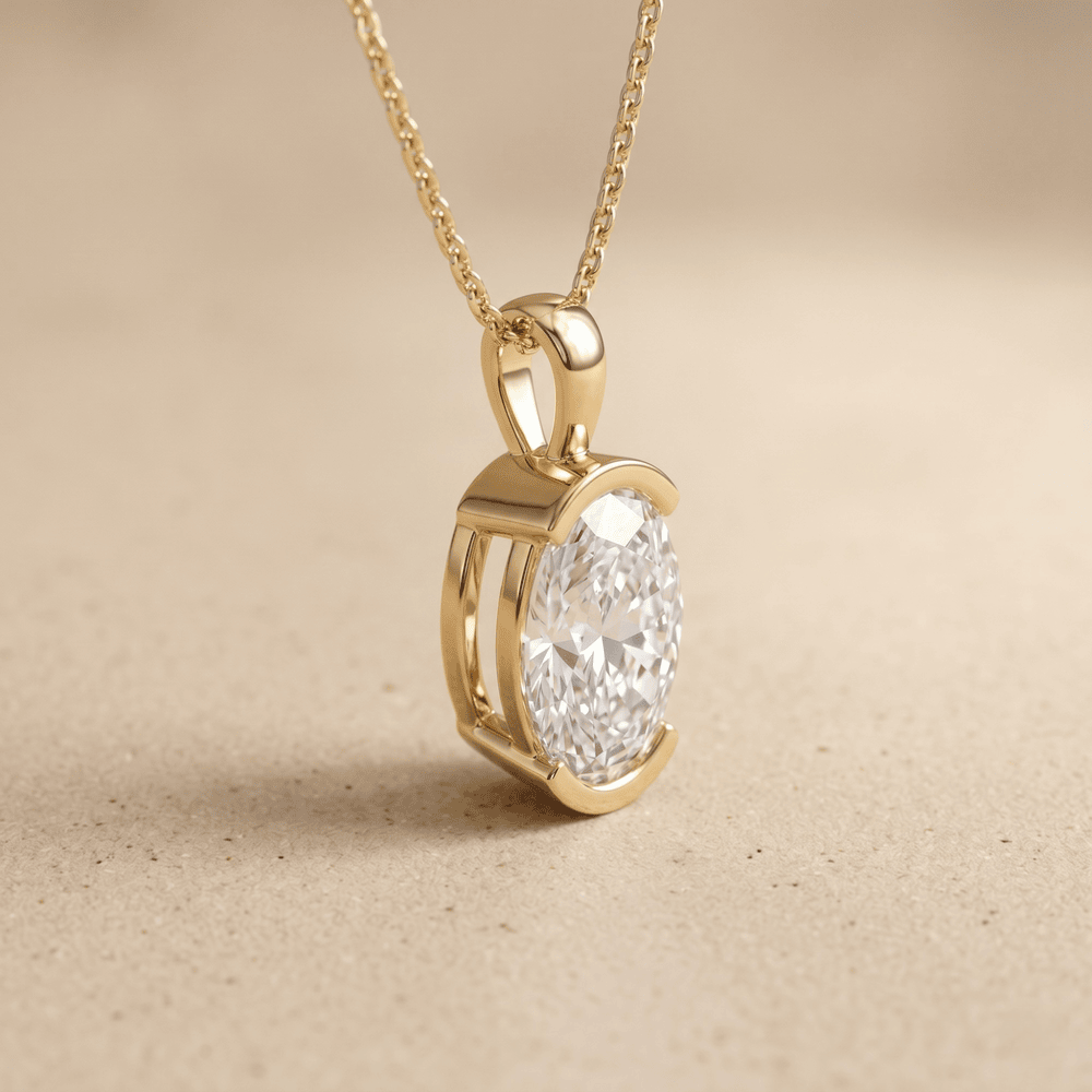 Lab Grown Oval Diamond Pendant Necklace Solitaire