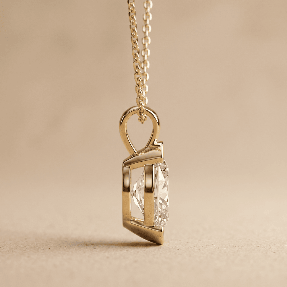 Lab Grown Oval Diamond Pendant Necklace Solitaire