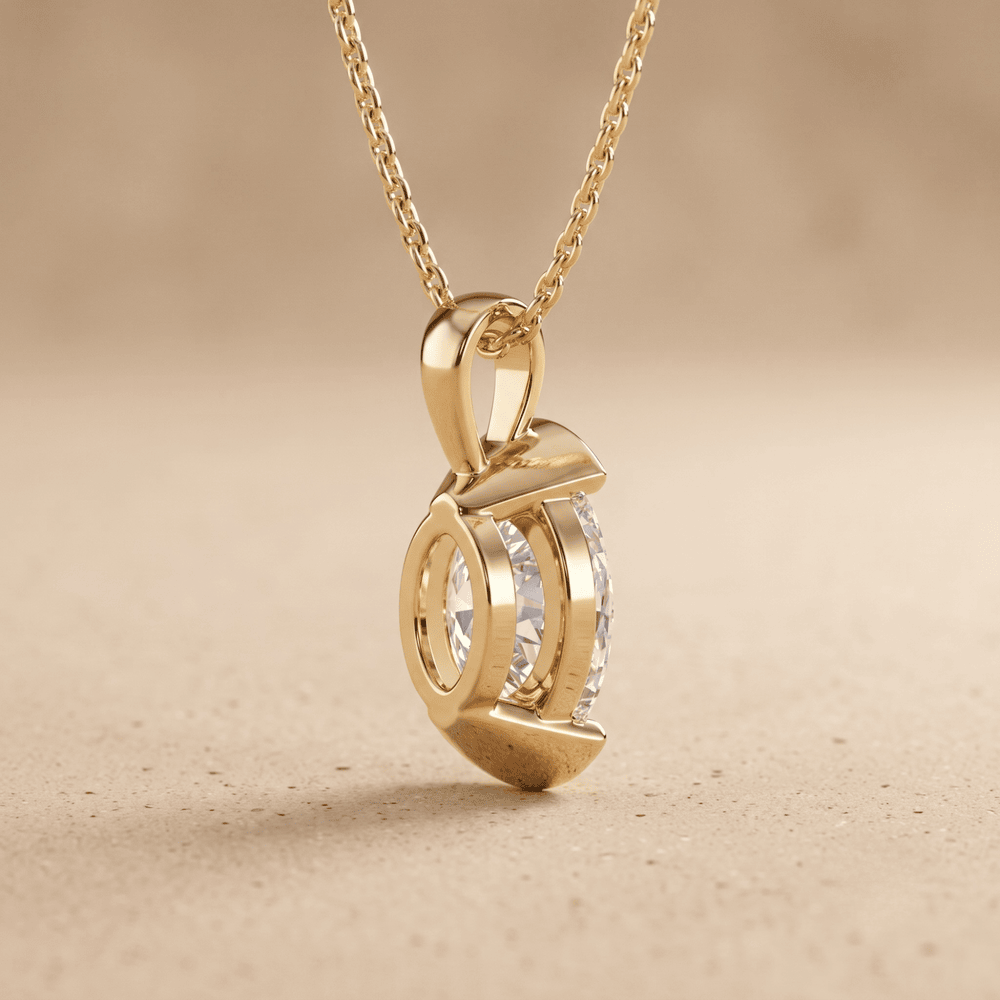 Lab Grown Oval Diamond Pendant Necklace Solitaire