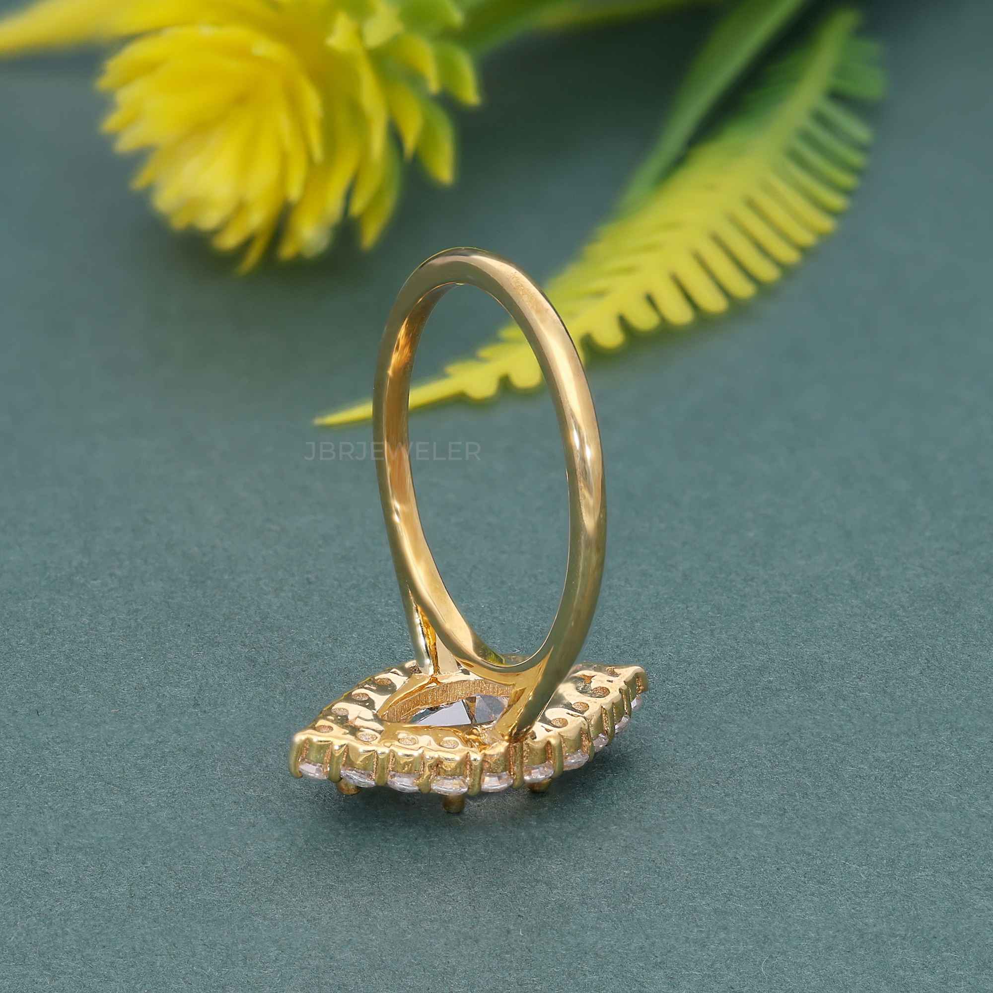 Lotus Halo Marquise Moissanite Diamond Engagement Ring - JBR Jeweler