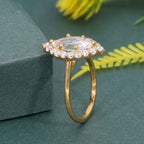 Lotus Halo Marquise Moissanite Diamond Engagement Ring - JBR Jeweler