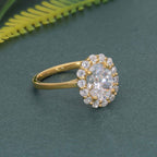 Lotus Halo Oval Moissanite Diamond Engagement Ring - JBR Jeweler