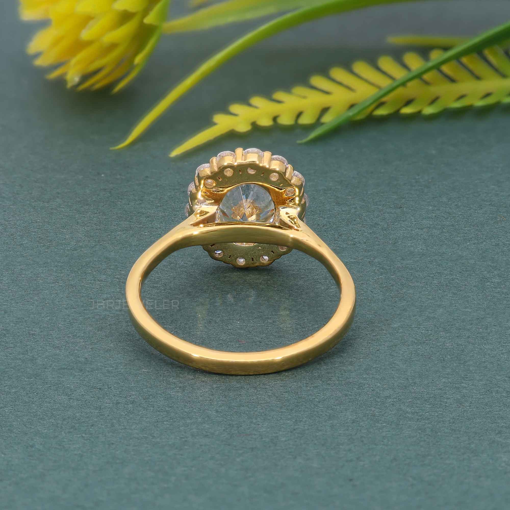 Lotus Halo Oval Lab Grown Diamond Engagement Ring - JBR Jeweler
