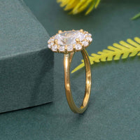 Lotus Halo Oval Lab Grown Diamond Engagement Ring