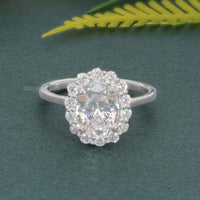 Lotus Halo Oval Lab Grown Diamond Engagement Ring