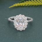 Lotus Halo Oval Moissanite Diamond Engagement Ring - JBR Jeweler