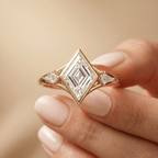 Lab diamond lozenge engagement ring