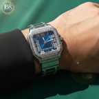 Luxury stainless steel iced watch for men with fully embellished bezel