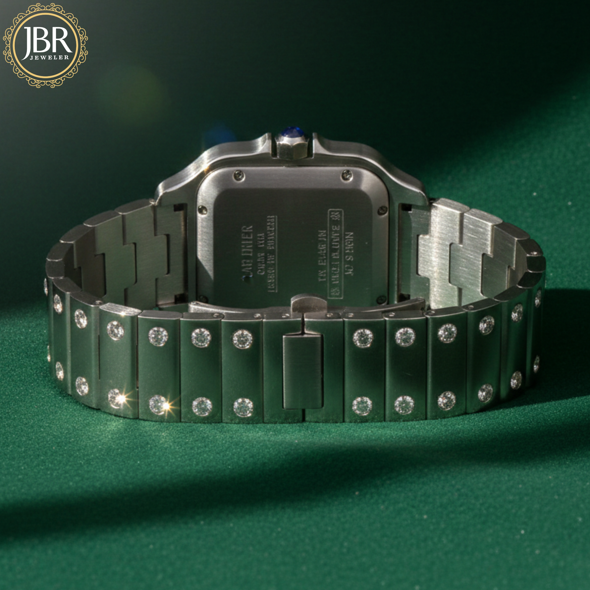 Luxury stainless steel iced watch for men with fully embellished bezel