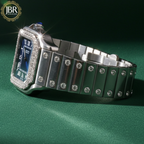 Luxury stainless steel iced watch for men with fully embellished bezel