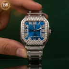 Luxury stainless steel iced watch for men with fully embellished bezel