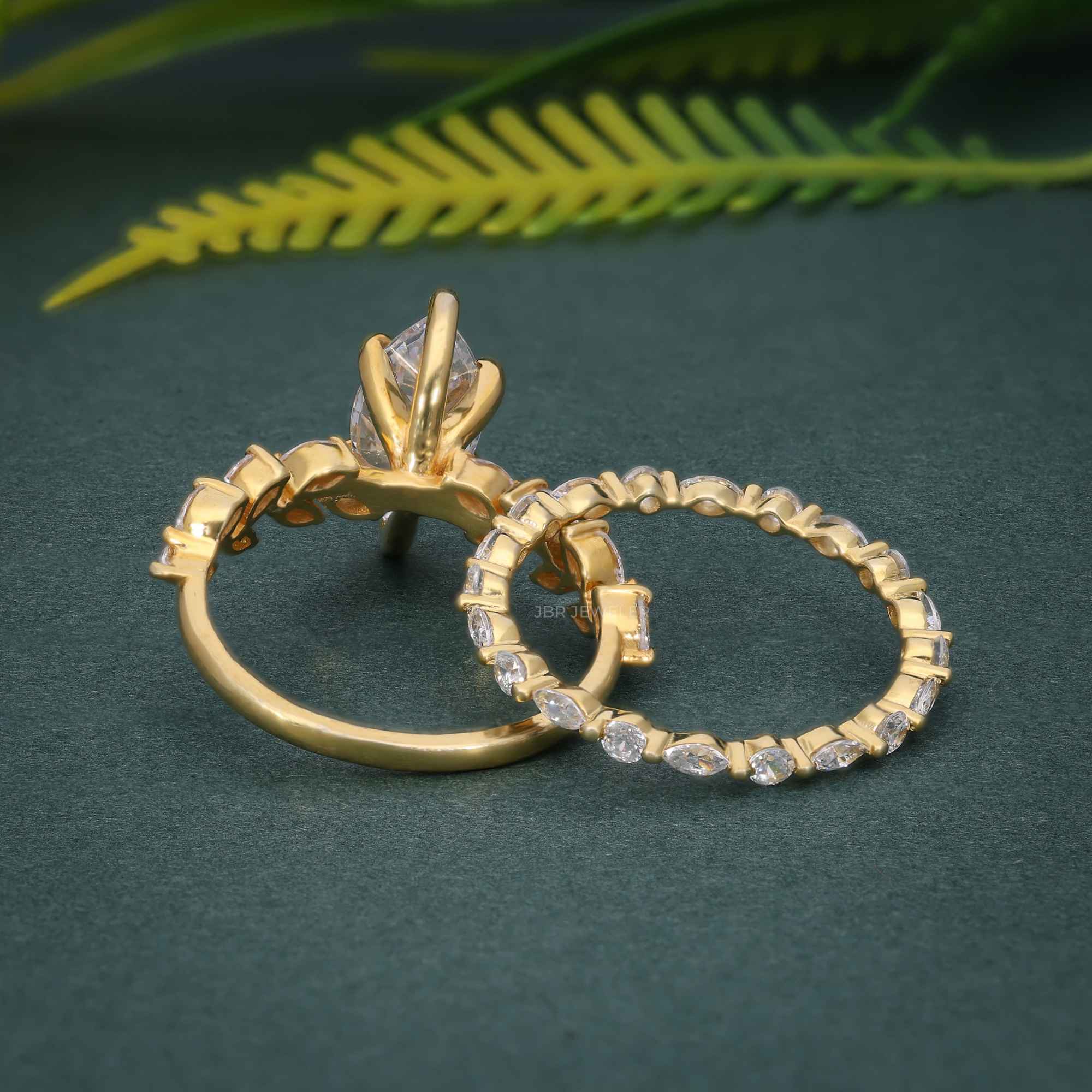 Marquise Cut Moissanite Diamond Engagement Ring Set Unique Bridal Set - JBR Jeweler