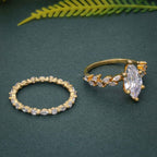 Marquise Cut Lab Grown Diamond Engagement Ring Set Unique Bridal Set - JBR Jeweler