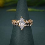 Marquise Cut Moissanite Diamond Engagement Ring Set Unique Bridal Set - JBR Jeweler